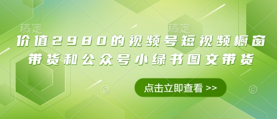 价值2980的视频号短视频橱窗带货和公众号小绿书图文带货-小白网创