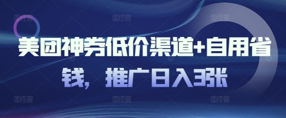 美团神券低价渠道+自用省钱，推广日入3张-小白网创