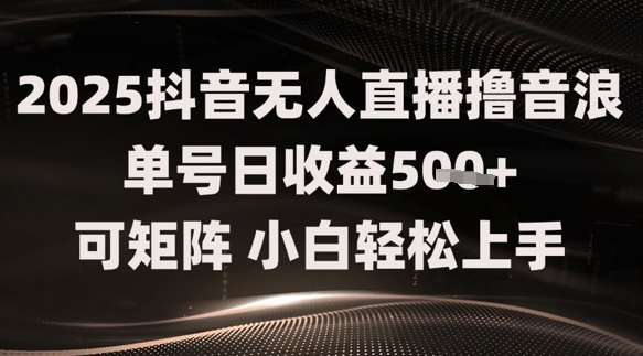 2025抖音无人直播撸音浪单号日收益5张+可矩阵，小白轻松上手-小白网创