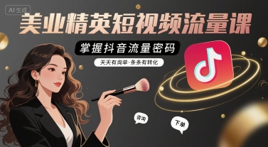 美业精英短视频流量课，掌握抖音流量密码，天天有询单，条条有转化-小白网创