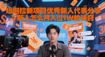 短剧拉新项目优秀新人代表分享新人怎么月入过1W的诀窍-小白网创