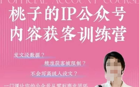 桃子IP公众号内容获客训练营(第3期)，一门让你公众号从0到商业闭环的课程-小白网创