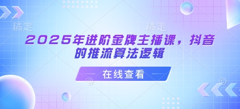 2025年进阶金牌主播课，抖音的推流算法逻辑-小白网创
