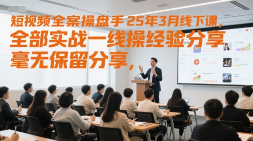 短视频全案操盘手25年3月线下课，全部实战一线操盘手经验分享，毫无保留分享，全是干货-小白网创