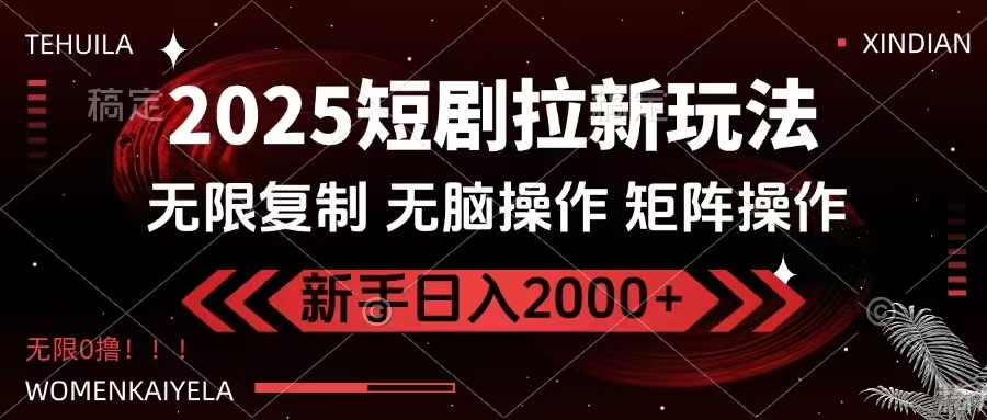 （14429期）2025短剧拉新玩法，无需注册登录，无限0撸，无脑批量操作日入2000+-小白网创