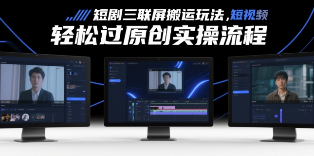 短剧三联屏搬运玩法，短剧搬运轻松过原创实操流程-小白网创