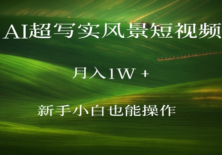 AI超写实风景短视频，月入1w，新手小白都能操作-小白网创