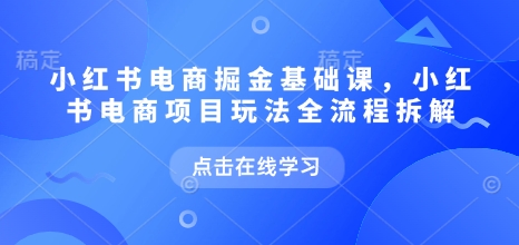 小红书电商掘金课，小红书电商项目玩法全流程拆解-小白网创