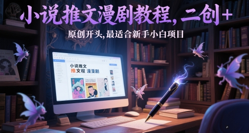 小说推文漫剧教程，二创+原创开头，最适合新手小白项目-小白网创