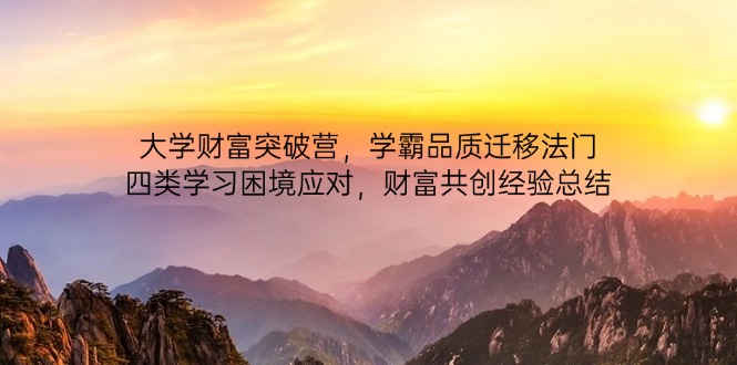 （14484期）大学财富突破营，学霸品质迁移法门，四类学习困境应对，财富共创经验总结-小白网创
