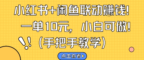 小红书+闲鱼联动挣钱，一单10元，小白可做-小白网创