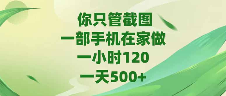 （15039期）你只管截图，一部手机在家做，一小时120，-天500+-小白网创