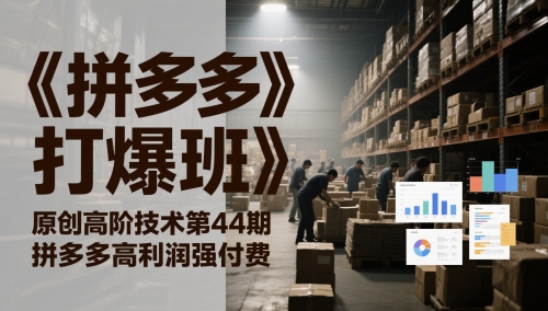 《拼多多打爆班》原创高阶技术第44期，拼多多高利润强付费-小白网创