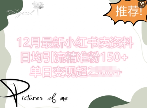 12月最新小红书日均引流精准粉100+，单日变现多张-小白网创