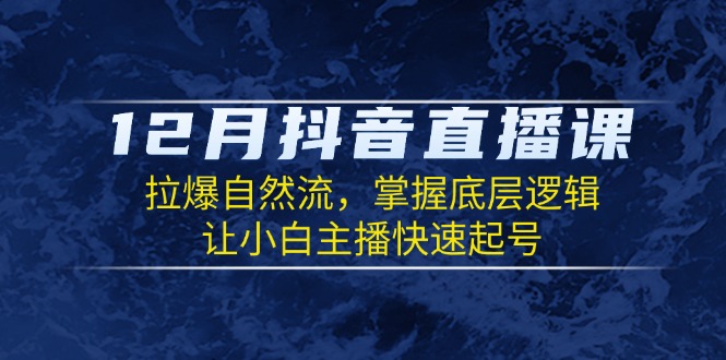 （13807期）12月抖音直播课：拉爆自然流，掌握底层逻辑，让小白主播快速起号-小白网创