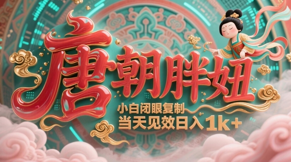用AI克隆“唐朝胖妞”日更3条，平台疯狂推流，小白闭眼复制，当天见效，日入1k+-小白网创