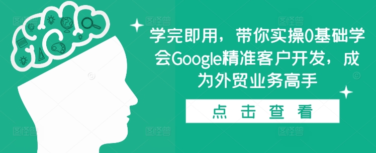 学完即用，带你实操0基础学会Google精准客户开发，成为外贸业务高手-小白网创