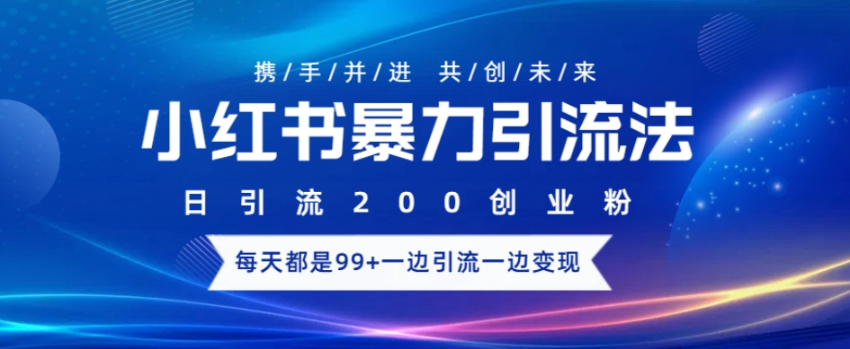 小红书暴力引流法，日引200精准创业粉，每天都是99+，边引流一边变现-小白网创