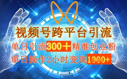 视频号跨平台引流，单日操作2小时，单日引流300+精准创业粉，单日变现数张-小白网创