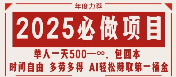 2025必做项目，时间自由，多劳多得，日入多张无上限-小白网创