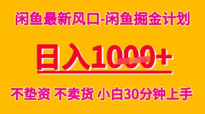闲鱼最新风口-闲鱼掘金计划，日入多张，不垫资不卖货，小白30分钟上手-小白网创
