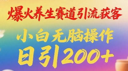 爆火养生赛道引流获客，小白无脑操作，日引200+-小白网创
