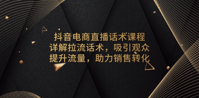 （13846期）抖音电商直播话术课程，详解拉流话术，吸引观众，提升流量，助力销售转化-小白网创