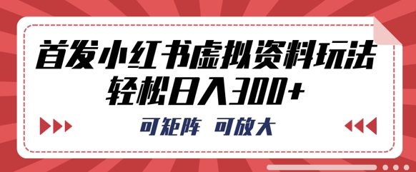 首发小红书虚拟资料玩法，可矩阵，可放大，轻松日入3张-小白网创