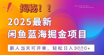 2025最新闲鱼蓝海掘金项目，新人当天可开单，轻松日入多张+的保姆级教程-小白网创