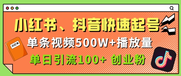 小红书、抖音、快手快速起号，单条视频500w播放量，单日引流100+创业粉-小白网创