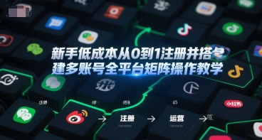 新手低成本从0到1注册并搭建多账号全平台矩阵操作教学，手机号-邮箱-IP-工具-小白网创