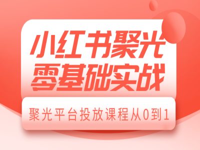 小红书聚光零基础实战，聚光平台投放课程从0到1-小白网创