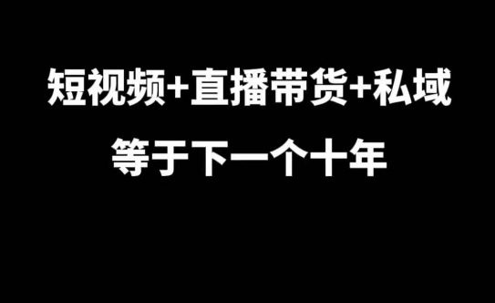 短视频+直播带货+私域等于下一个十年，大佬7年实战经验总结-小白网创