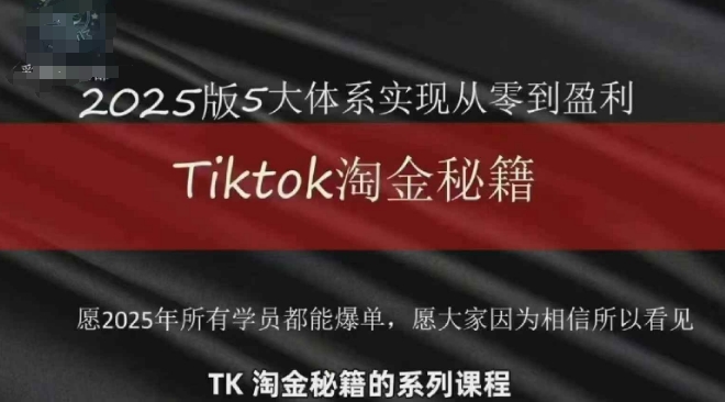 TikTok跨境2025淘金秘籍，​2025TikTok从0到盈利变现-小白网创