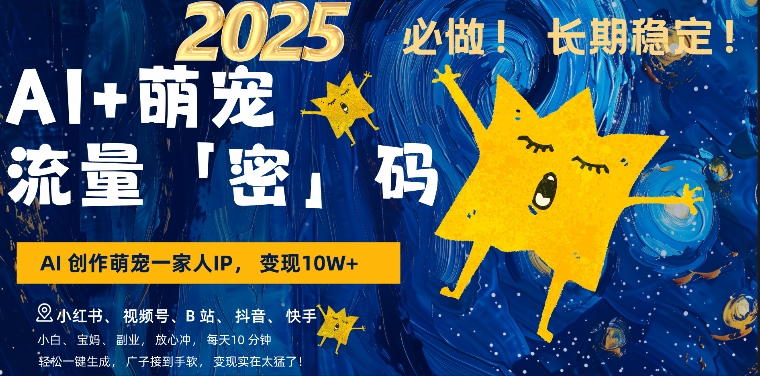 AI+萌娃，又一爆款密码，小白3步上手，爆款率80%，每天十分钟，轻松AI变现萌娃搞钱-小白网创