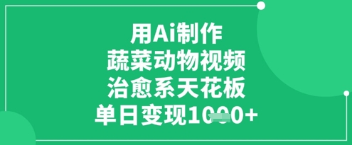 用Ai制作蔬菜动物视频，治愈系天花板，单日变现1k-小白网创