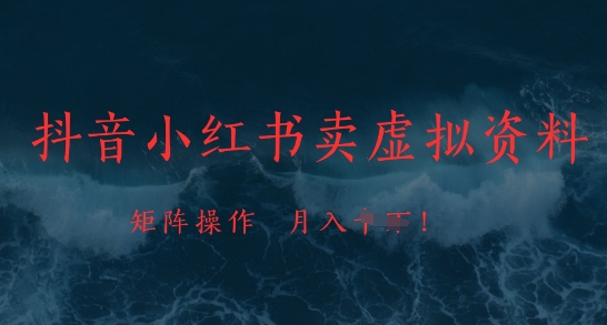 抖音小红书卖虚拟资料，市场需求一直存在，矩阵操作，月入1w+-小白网创