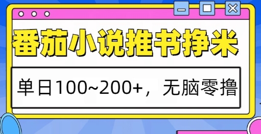 番茄小说推书挣米，单日100-200+，无脑零撸，实操流程-小白网创
