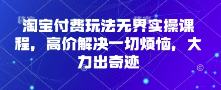 淘宝付费玩法无界实操课程，高价解决一切烦恼，大力出奇迹-小白网创