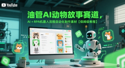 油管AI动物故事赛道，AI+RPA机器人流程自动化制作素材【保姆级教程】-小白网创