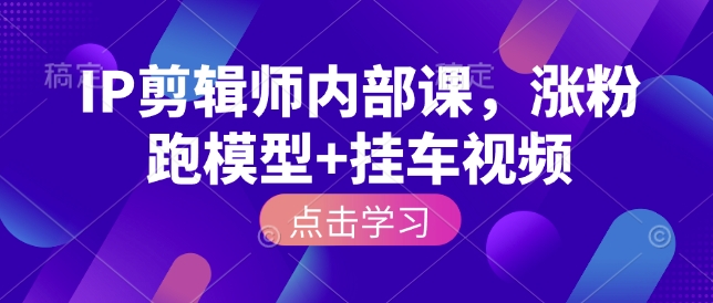 IP剪辑师内部课，涨粉跑模型+挂车视频-小白网创