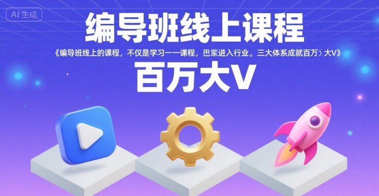 编导班线上课程，不仅是学习一门课程，更是进入一个行业，三大体系成就百万大V-小白网创