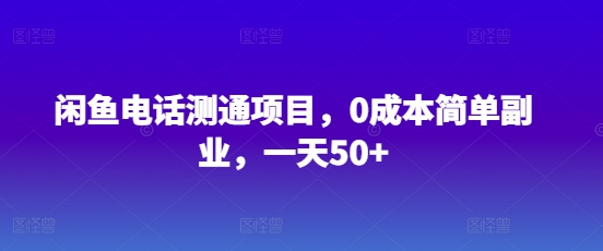 闲鱼电话测通项目，0成本简单副业，一天50+-小白网创