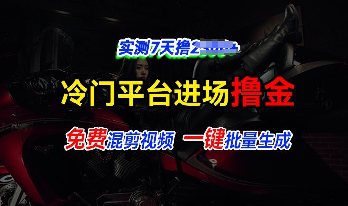 全新冷门平台视频，快速免费进场搞米，通过混剪视频一键批量生成，实测7天撸上千-小白网创