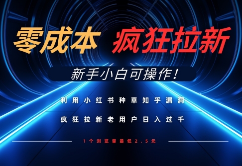 利用小红书种草知乎漏洞，零成本疯狂拉新日入数张，新手小白可操作-小白网创