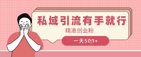 私域引流有手就行，日引500+精准创业粉-小白网创
