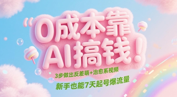 0成本靠AI搞钱！3步做出反差萌+治愈系视频，新手也能7天起号爆流量-小白网创