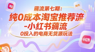 薅流第七期：纯0成本淘宝推荐流-小红书薅流最新版目，0投入的电商无货源玩法（附赠往期）-小白网创
