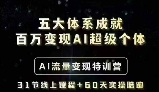 五大体系成就百万变现AI超级个体- AI流量变现特训营，一步一步教你一个人怎么年入百W-小白网创