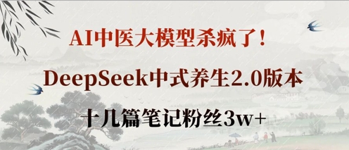 AI中医大模型杀疯了！DeepSeek中式养生2.0版本，十几篇笔记粉丝3w+-小白网创
